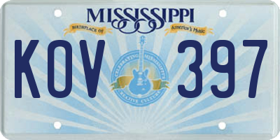 MS license plate KOV397