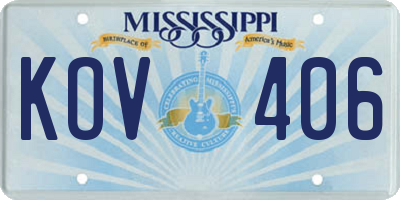 MS license plate KOV406