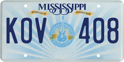MS license plate KOV408