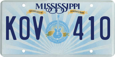 MS license plate KOV410