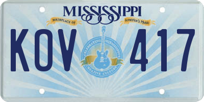MS license plate KOV417