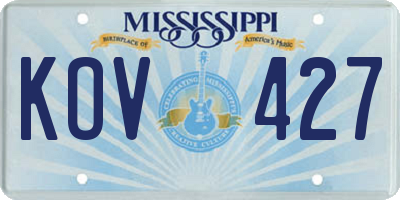 MS license plate KOV427