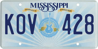 MS license plate KOV428