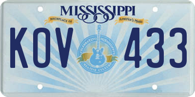MS license plate KOV433