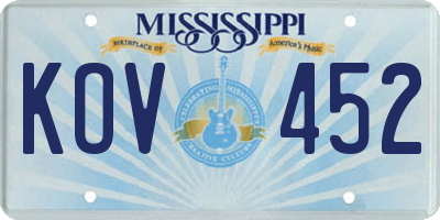 MS license plate KOV452