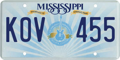 MS license plate KOV455