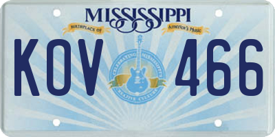 MS license plate KOV466