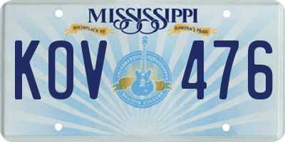 MS license plate KOV476