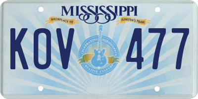 MS license plate KOV477