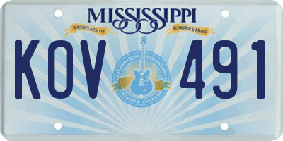 MS license plate KOV491