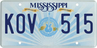 MS license plate KOV515