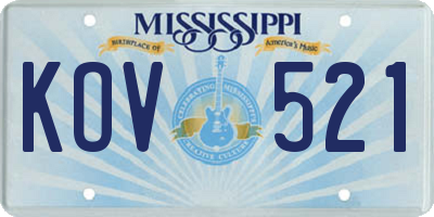 MS license plate KOV521