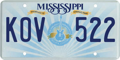 MS license plate KOV522