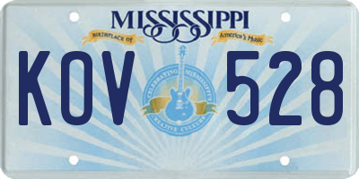 MS license plate KOV528