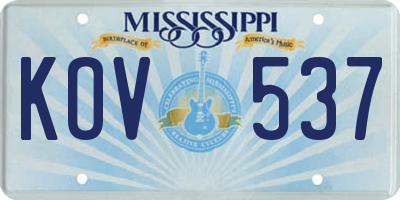 MS license plate KOV537