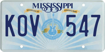 MS license plate KOV547