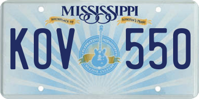 MS license plate KOV550