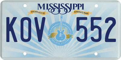MS license plate KOV552