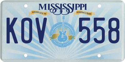 MS license plate KOV558