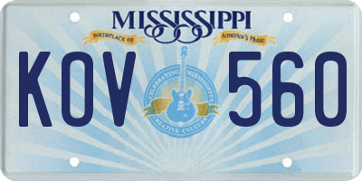 MS license plate KOV560