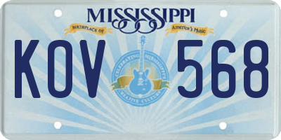 MS license plate KOV568