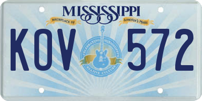 MS license plate KOV572