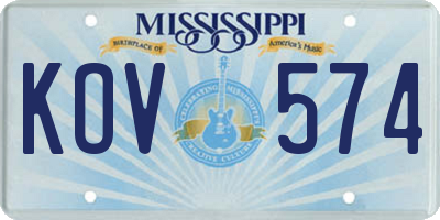 MS license plate KOV574