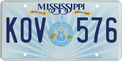 MS license plate KOV576
