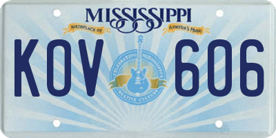 MS license plate KOV606