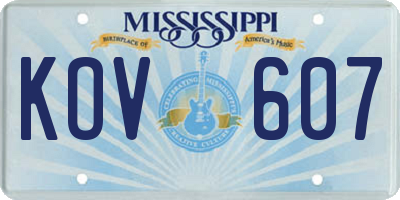 MS license plate KOV607