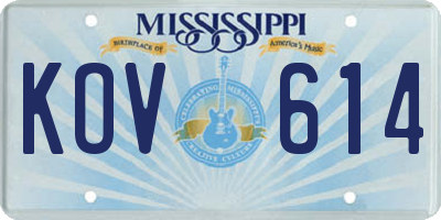 MS license plate KOV614