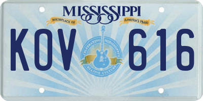 MS license plate KOV616