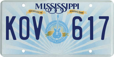 MS license plate KOV617