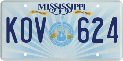 MS license plate KOV624
