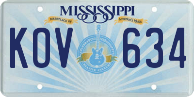 MS license plate KOV634
