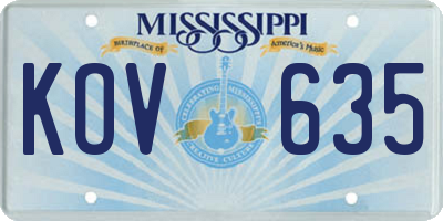 MS license plate KOV635