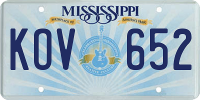 MS license plate KOV652