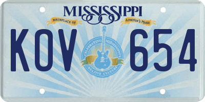 MS license plate KOV654