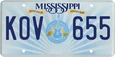 MS license plate KOV655