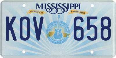 MS license plate KOV658