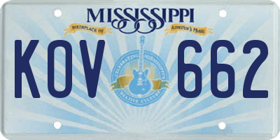 MS license plate KOV662