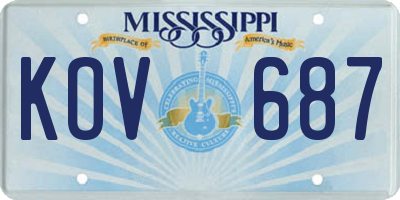 MS license plate KOV687