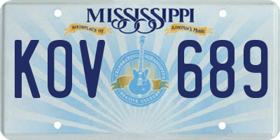 MS license plate KOV689