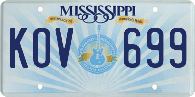 MS license plate KOV699