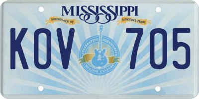 MS license plate KOV705