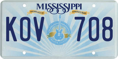 MS license plate KOV708