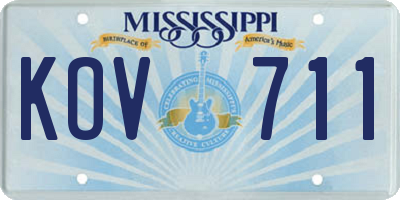 MS license plate KOV711