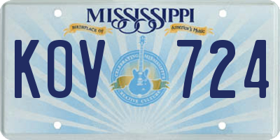 MS license plate KOV724