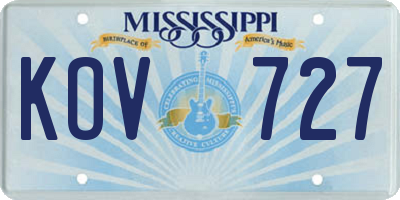 MS license plate KOV727
