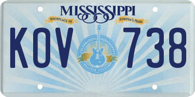 MS license plate KOV738